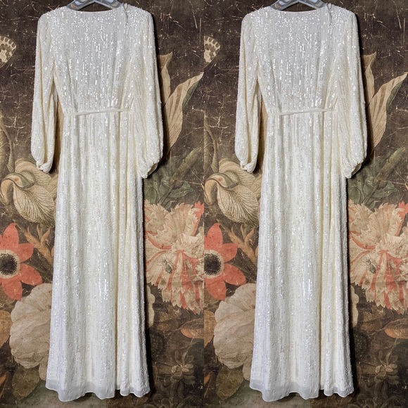 New BHLDN Casey Dress Ivory Wrap Long Sleeve sz 0 - Picture 3 of 5